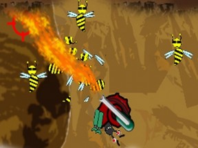 A Snail's Pace screenshot showing the protagonist fighting wasp enemies
